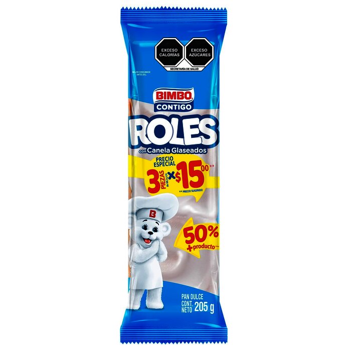 PAN ROLES GLASS BIMBO 205 GR 3 PZ