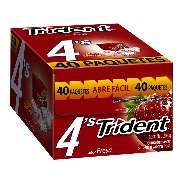 CHICLE TRIDENT 4 PAST PAQ C/40 PZ FRESA