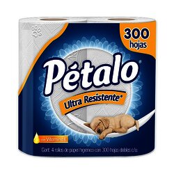 PAPEL HIGIENICO PETALO 4 ROLLOS DE 300 HOJAS