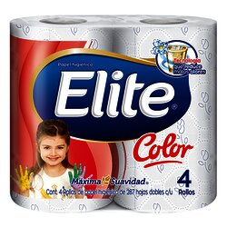 PAPEL HIGIENIC ELITE COLOR 4 ROLLOS 287 HOJAS