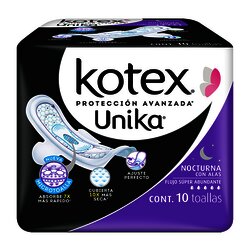 TOALLA FEMENINA KOTEX U NOCTURNA CON ALAS C/10 TOALLA FEMENINA KOTEX U NOCTURNA CON ALAS C/10
