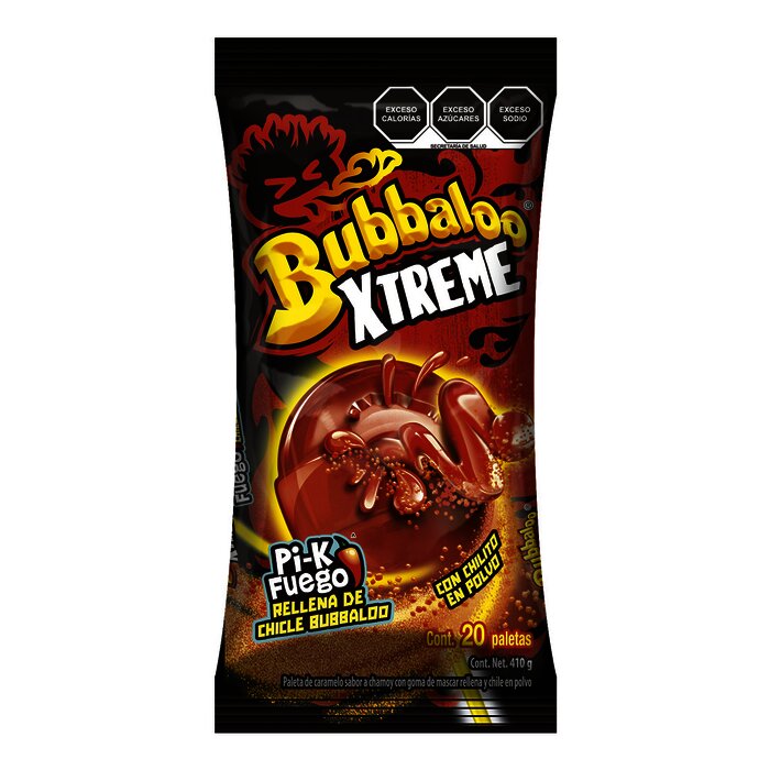 PALETA BUBBA XTREME FUEGO BOLSA CON 20 PIEZAS