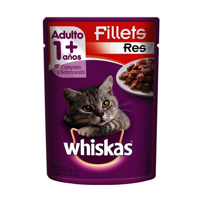 ALIMENTO PARA GATO WHISKAS POUCH RES 85 GR
