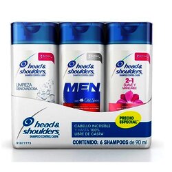 SHAMPOO HEAD&SHOULDERS PAQ 6 PZ SURTIDO DE 90 ML SHAMPOO HEAD&SHOULDERS PAQ 6 PZ SURTIDO DE 90 ML