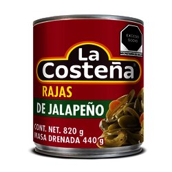 CHILE JALAPEÑO RAJAS LA COSTEÑA 820 GR CHILE JALAPEÑO RAJAS LA COSTEÑA 820 GR