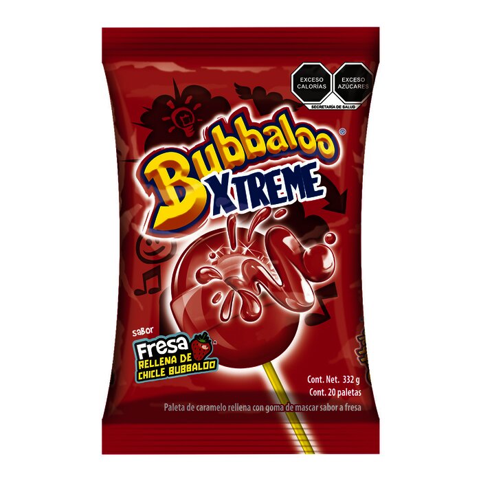 PALETA BUBBA XTREME FRESA BOLSA CON 20 PIEZAS