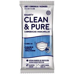 CUBREBOCAS SMARTY CLEAN PAQ C/5 PIEZAS