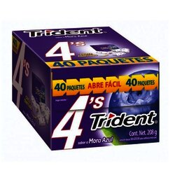 CHICLE TRIDENT 4 PAST PAQ C/40 PZ MORA CHICLE TRIDENT 4 PAST PAQ C/40 PZ MORA