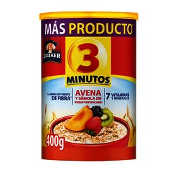 CEREAL AVENA 3 MINUTOS BOTE 400 GR CEREAL AVENA 3 MINUTOS BOTE 400 GR