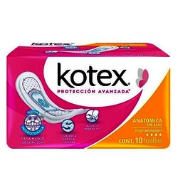 TOALLA FEMENINA KOTEX ANATOMICA SIN ALAS 10 PZ TOALLA FEMENINA KOTEX ANATOMICA SIN ALAS 10 PZ