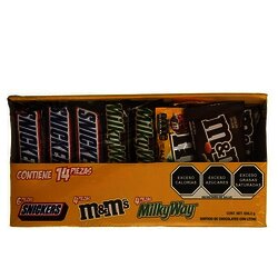 PAQ C/14 PIEZAS CHOCOLATES VARIEDAD SNICKERS M&M MILKY WAY