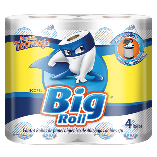 PAPEL HIGIENICO BIG ROLL 4 ROLLOS 400 HOJAS
