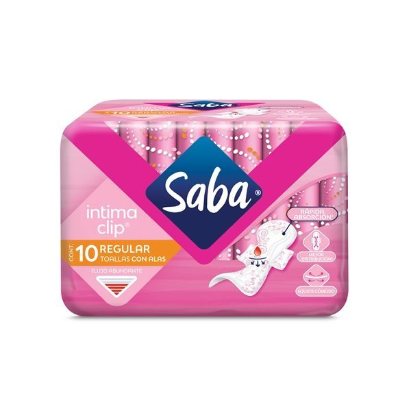 TOALLA FEMENINA SABA CLIP CON ALAS 10 PZ