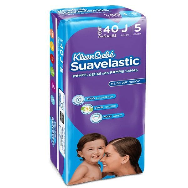 PAÑAL KB SUAVELASTIC JUMBO 40 PIEZAS