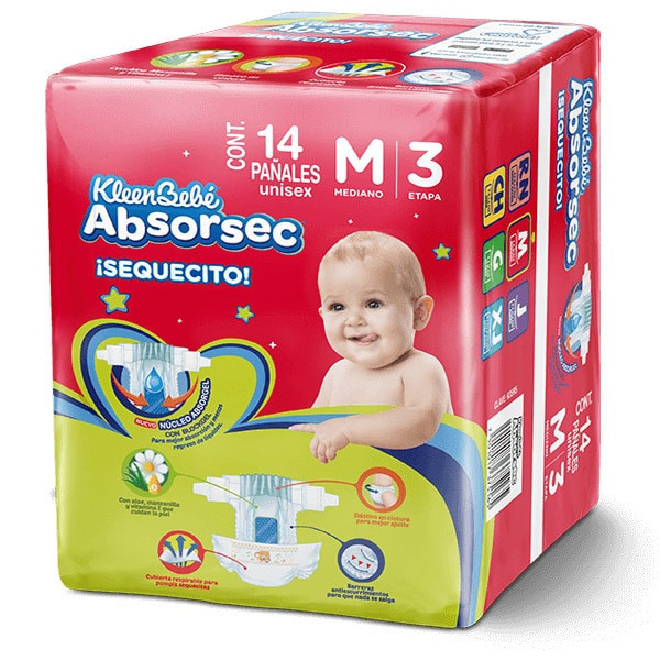 PAÑAL KB ABSORSEC MEDIANO 14 PIEZAS