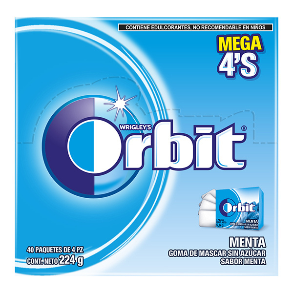 CHICLE ORBIT EXH C/40 PZ MENTA