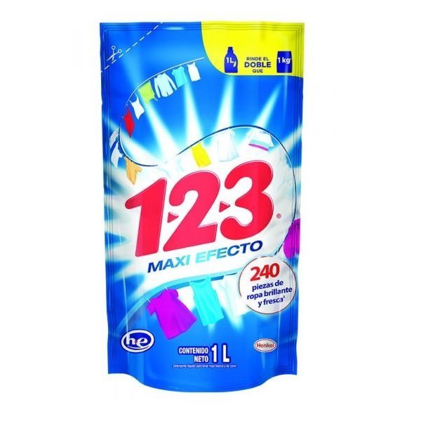 DETERGENTE LIQUIDO 1-2-3 1 LTO FRESCA BLANCURA