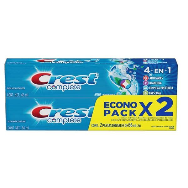 PASTA DENTAL CREST COMPLETE BLUE 2X66 ML