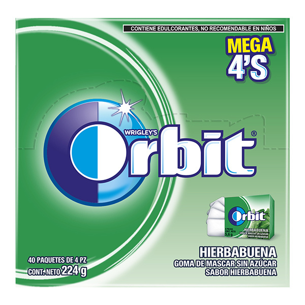 CHICLE ORBIT EXH C/40 PZ HIERBABUENA