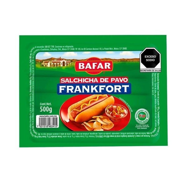 SALCHICHA FRANKFORT BAFAR 500 GR
