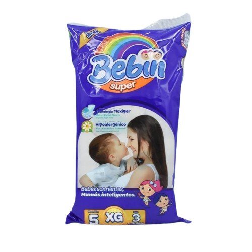 PAÑAL BEBIN SUPER GRANDE BOLSA CON 3 PIEZAS