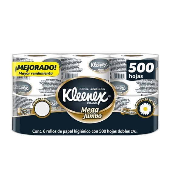 PAPEL HIGIENICO KLEENEX CON 6 ROLLOS DE 500 HOJAS